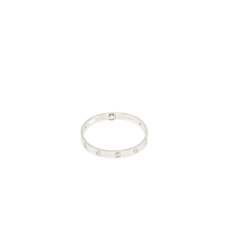 Cartier Size 18 Love Bracelet White Gold, 4 Diamonds