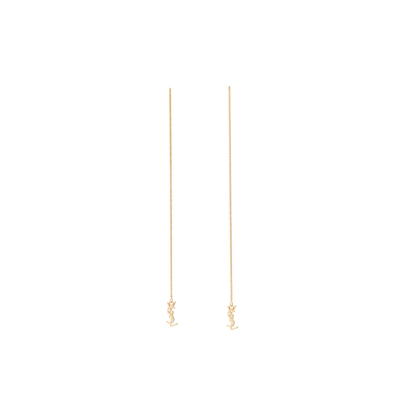Saint Laurent/YSL Logo Dropped Earrings Gold Tone