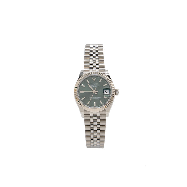 Rolex datejust 31 oyster steel and white gold mint green dial with jubilee bracelet m278274-0018