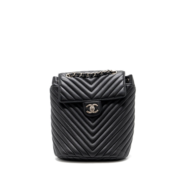Chanel Small Urban Spirit Backpack Chevron Calfskin Black SHW