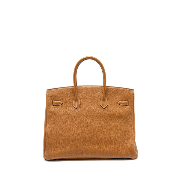 Hermes Birkin 35 Togo Gold SHW Stamp Square R