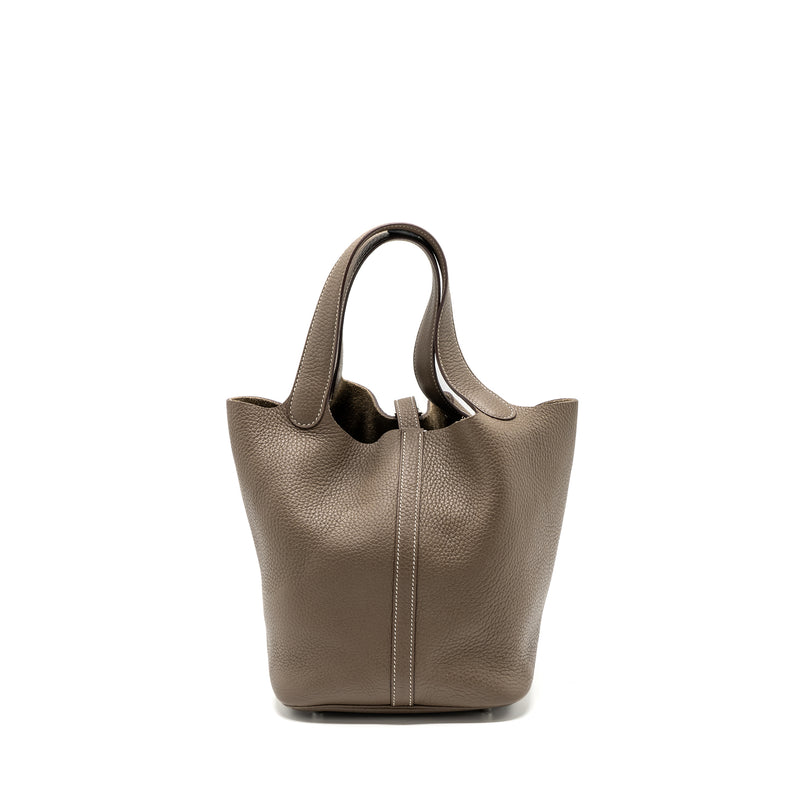 Hermes Picotin 22 Lock Bag Clemence Etoupe SHW stamp Z