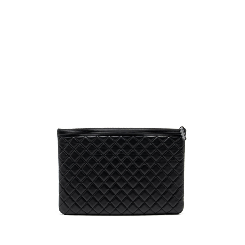 Chanel Boy Pouch Lambskin Black Ruthenium Hardware