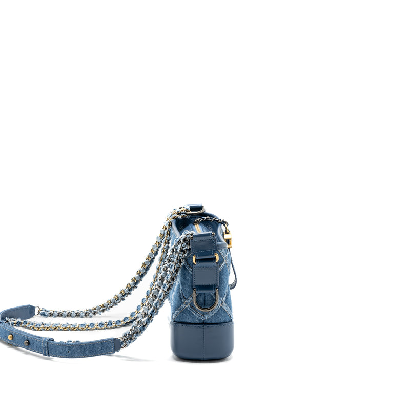 Chanel Small Gabrielle Hobo Bag Blue Denim GHW