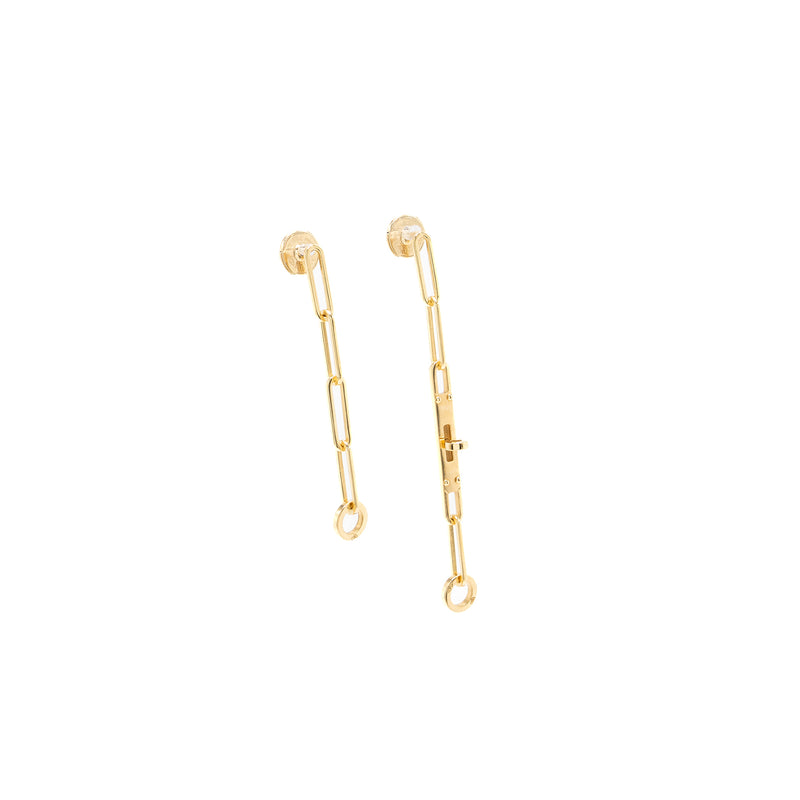 Hermes Kelly Chaine Earrings Very Small Model Yellow Gold