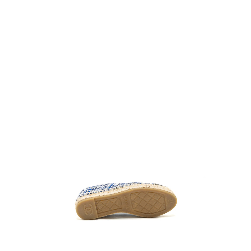 Chanel Size 37 Espadrilles Tweed/Cotton Blue/Multicolour