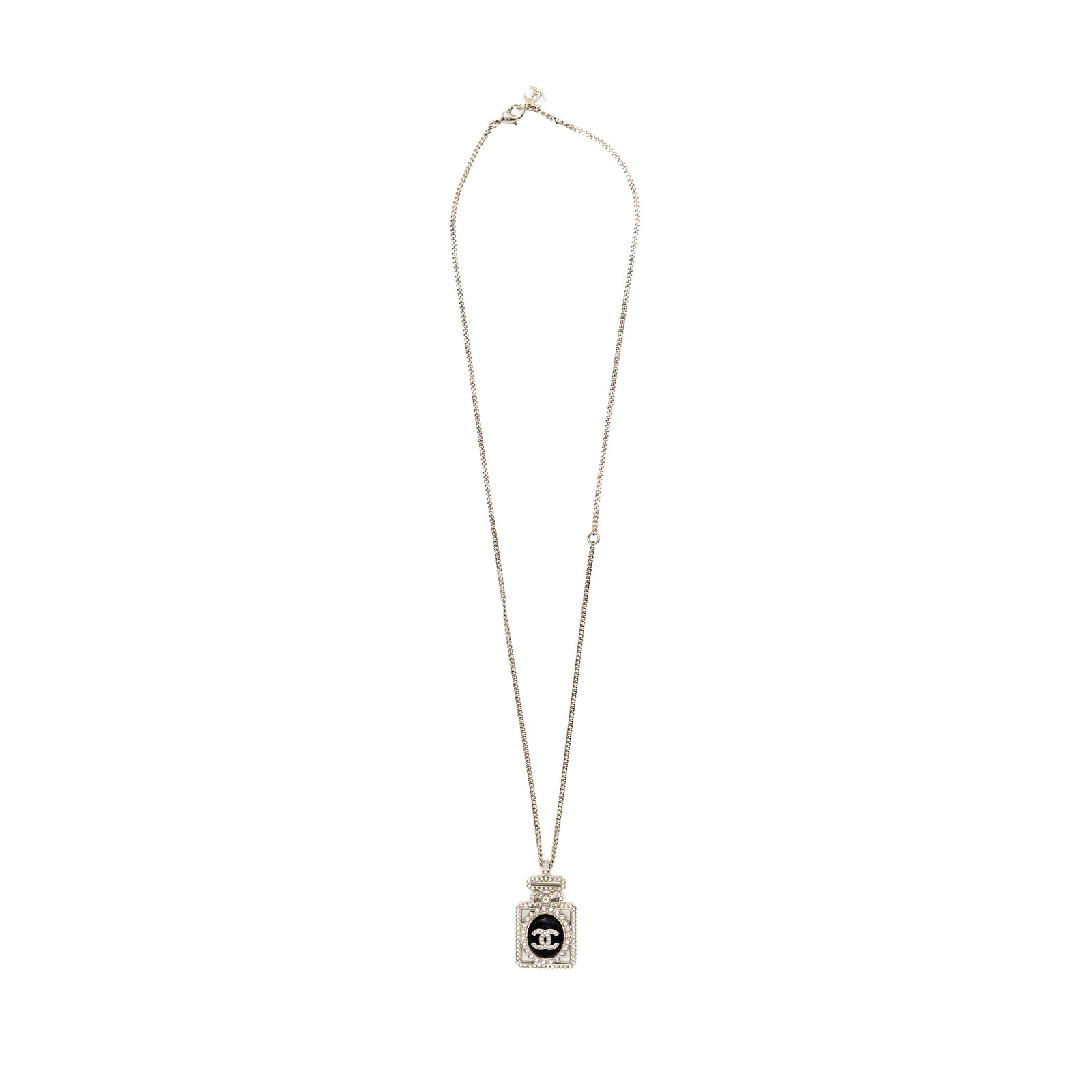 Chanel No.5 Perfume Bottle Necklace Crystal/Leather Light