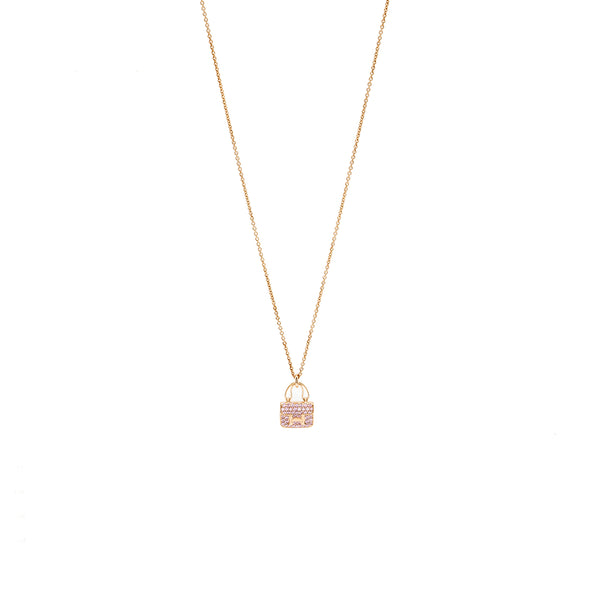 HERMES Amulettes Constance Pendant Rose Gold/ Pink Sapphire Gemstones