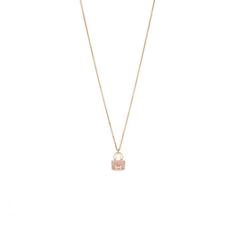 HERMES Amulettes Constance Pendant Rose Gold/ Pink Sapphire Gemstones