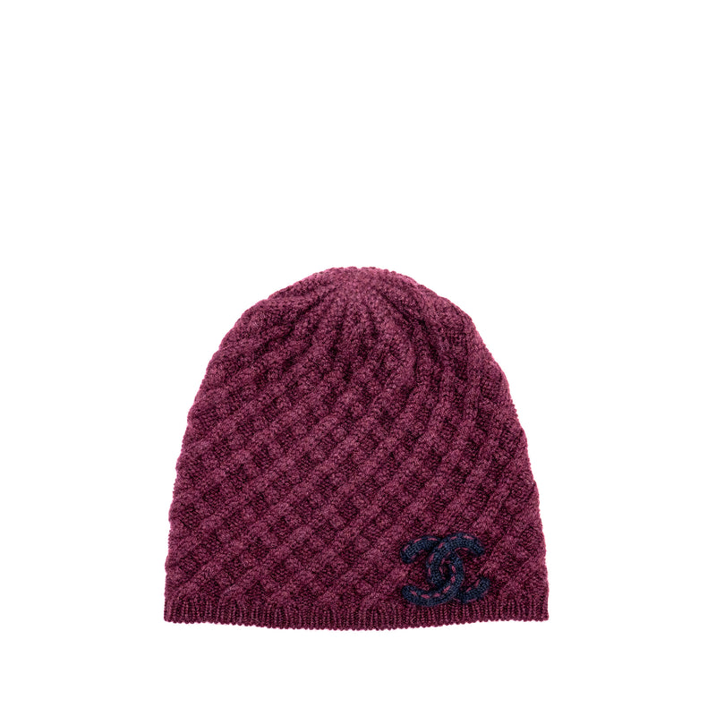 Chanel beanie hat cashmere burgundy / navy