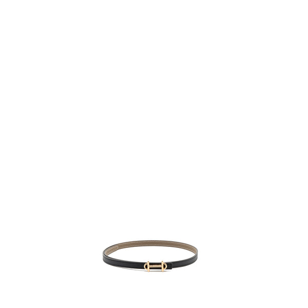 Hermes Size 75 Gamma Buckle Reversible Belt Epsom/ Swift Etoupe/ Black RGHW Stamp U