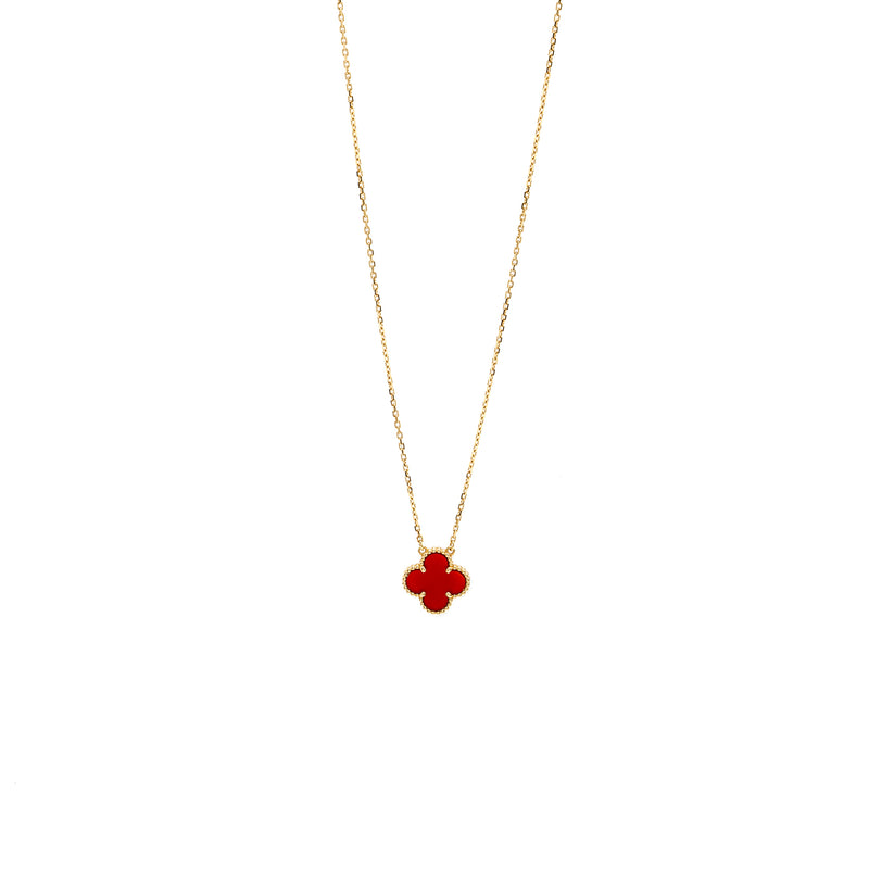 Van Cleef & Arpels Vintage Alhambra Pendant Carnelian Rose Gold