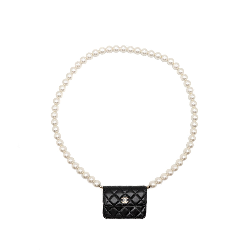 Chanel Maxi Pearl Clutch with Chain Lambskin Black LGHW