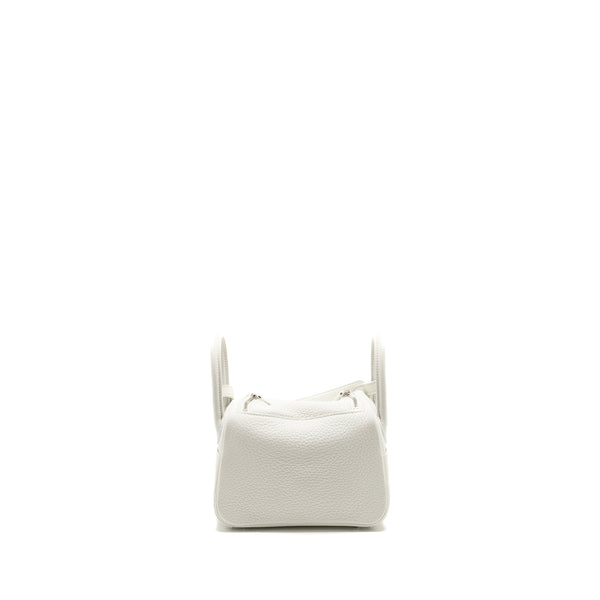 Hermes Mini Lindy Clemence New White SHW Stamp B