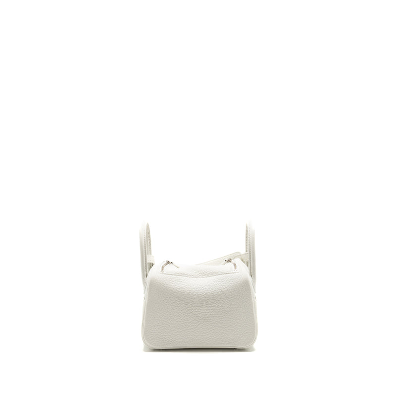 Hermes Mini Lindy Clemence New White SHW Stamp B