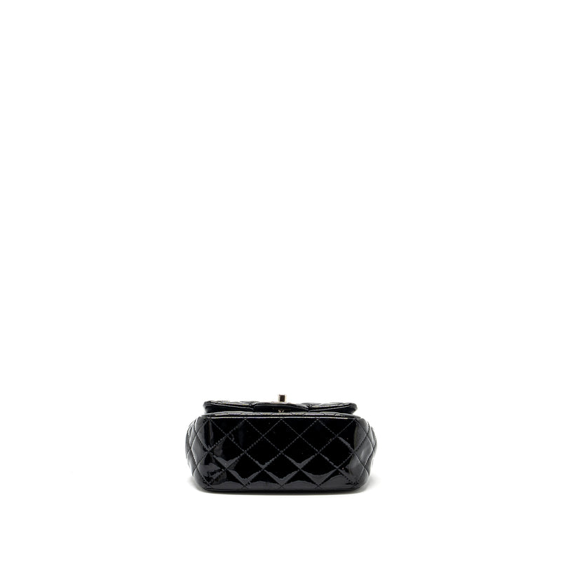 Chanel Classic Mini Square Flap Bag Patent Black SHW