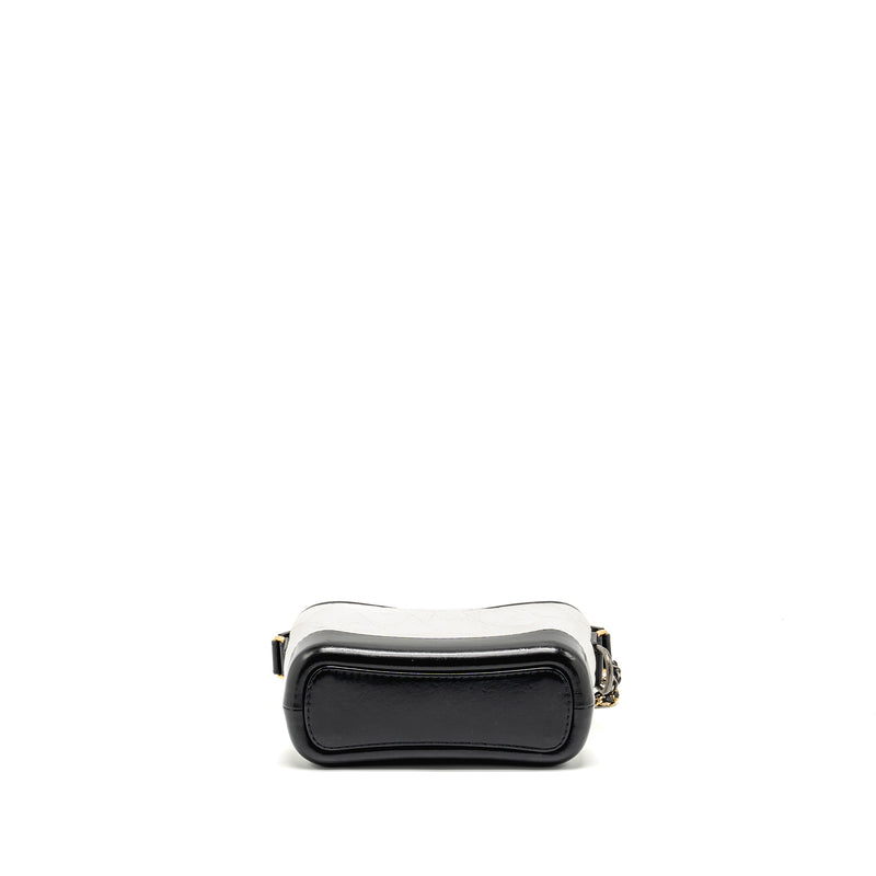 Chanel Small Gabrielle HOBO Bag Aged Calfskin White/Black Multicolour Hardware
