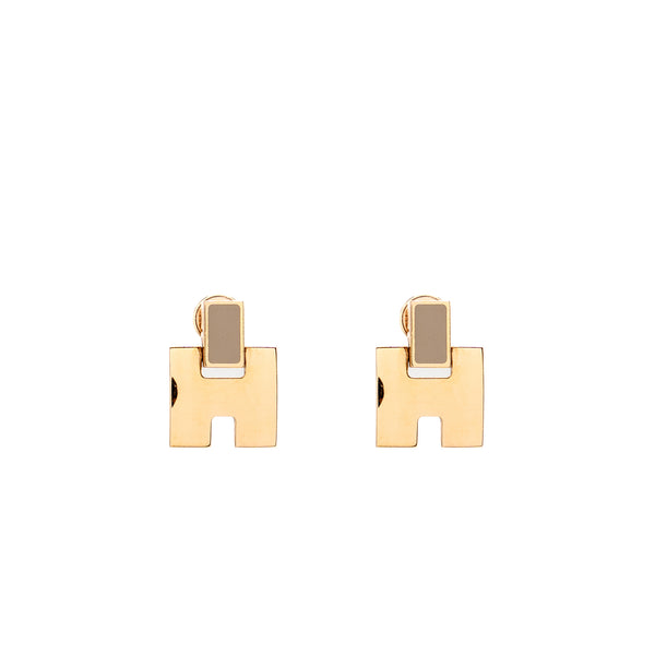 Hermes Eileen Earrings Rose Gold Tone