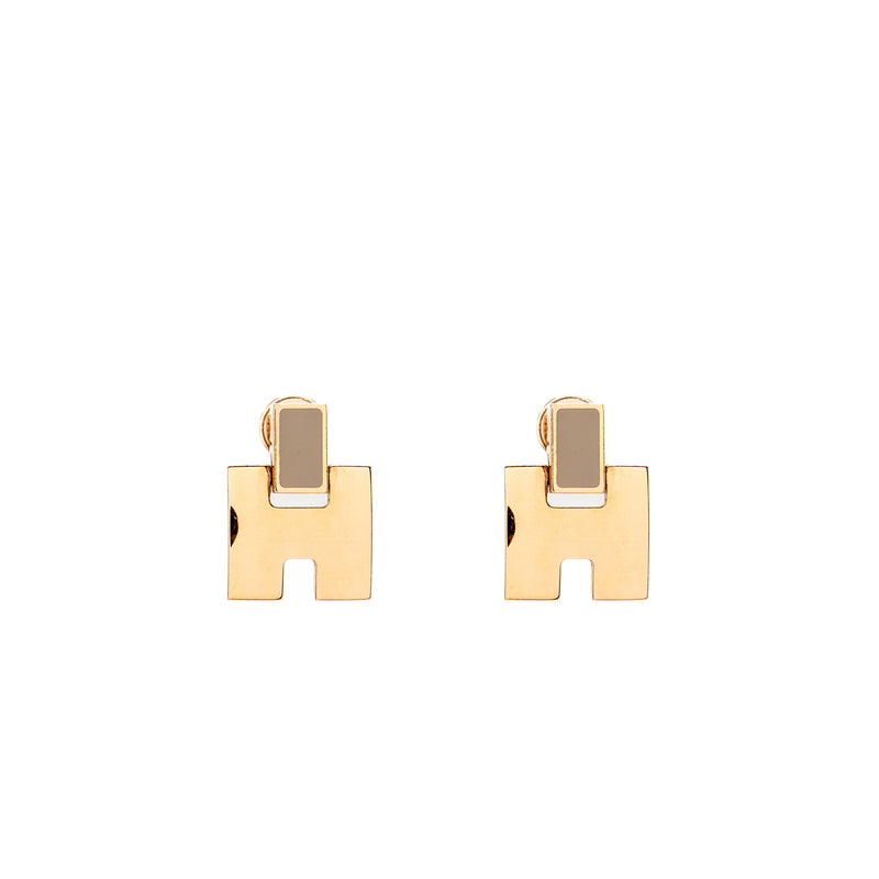 Hermes Eileen Earrings Rose Gold Tone