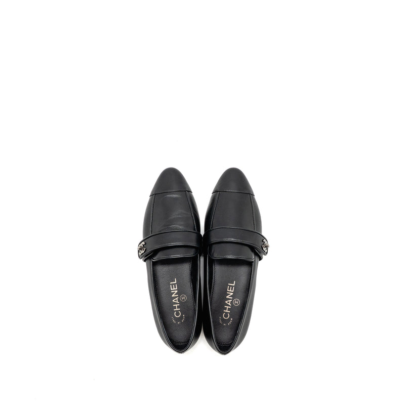 Chanel size 37.5 loafer lambskin black SHW