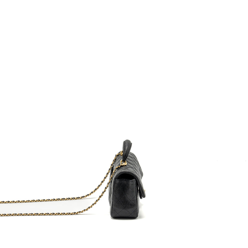Chanel Top Handle Mini Rectangular Flap Bag Grained Calfskin Black GHW