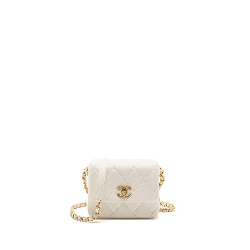 Chanel Seasonal Square Flap Bag Lambskin White GHW (Microchip)