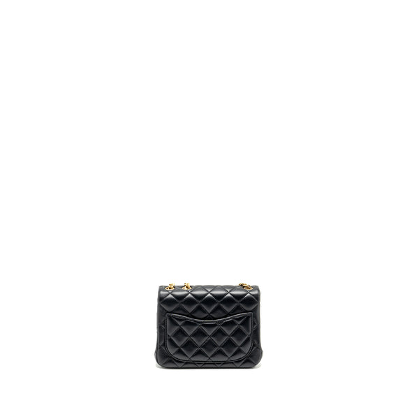 Chanel Camellia Adjustable Chain Mini Square Flap bag Lambskin black GHW (microchip)