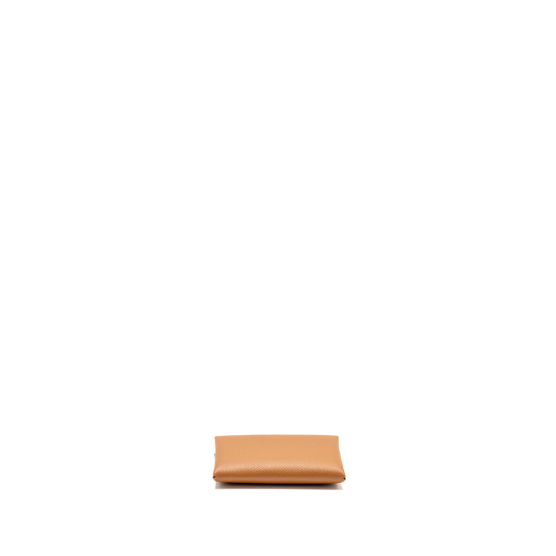 Hermes Calvi Card Holder Epsom Gold SHW Stamp T