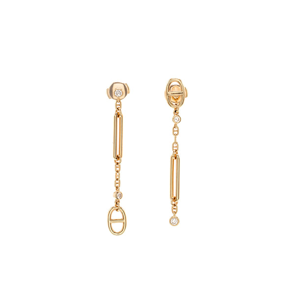 Hermes Chaine D’ancre Chaos Earrings Rose Gold Diamonds