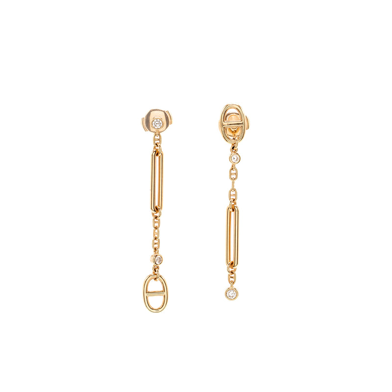 Hermes Chaine D’ancre Chaos Earrings Rose Gold Diamonds