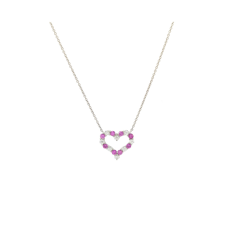 Tiffany Heart Pendant Platinum Pink/ White Diamonds