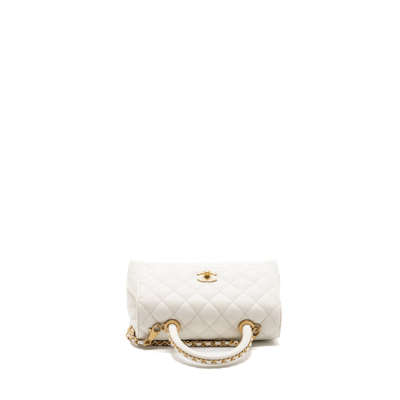 Chanel 23P detailed top handle Small coco handle caviar white GHW (microchip )