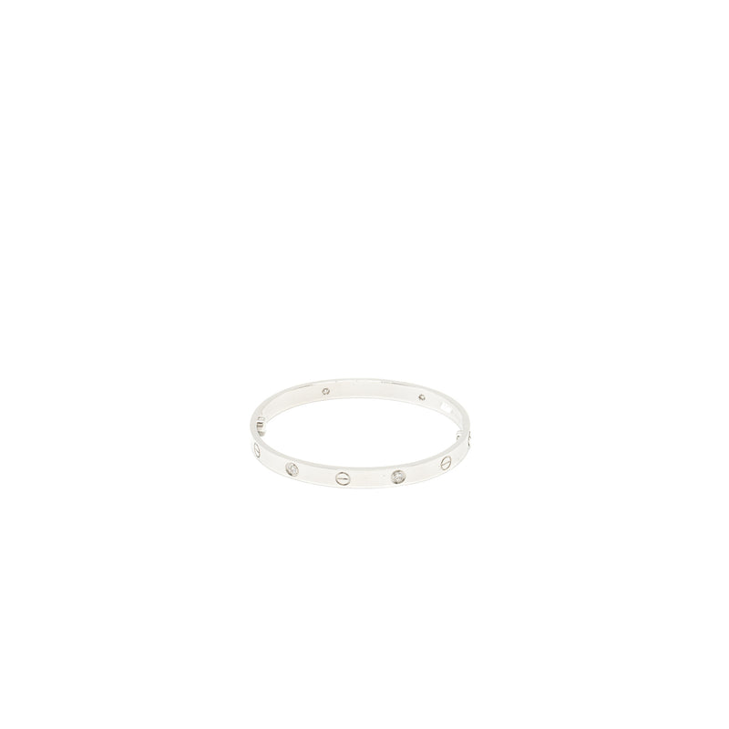 Cartier Size 18 Love Bracelet White Gold, 4 Diamonds