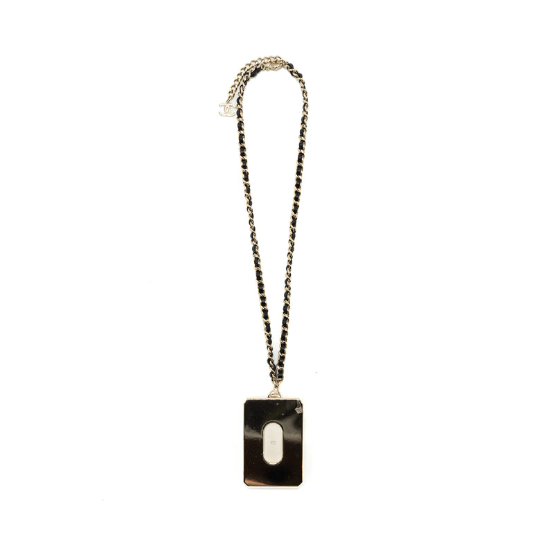 Chanel 21A Long Necklace Card Holder Leather Chain White LGHW