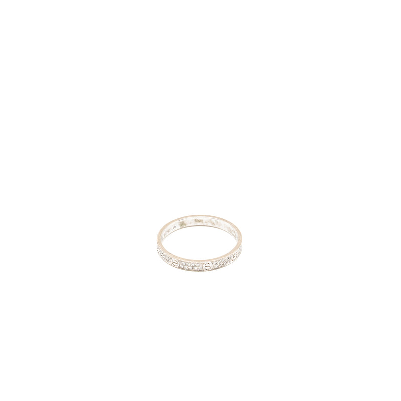 Cartier Size 55 Love Ring, Mini Model White Gold, Diamonds