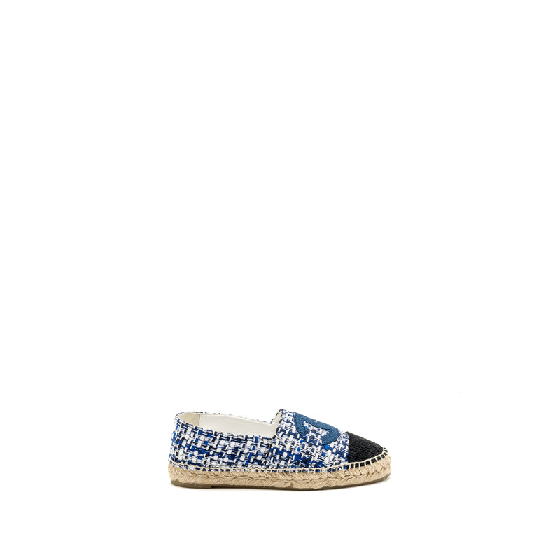 Chanel Size 37 Espadrilles Tweed/Cotton Blue/Multicolour