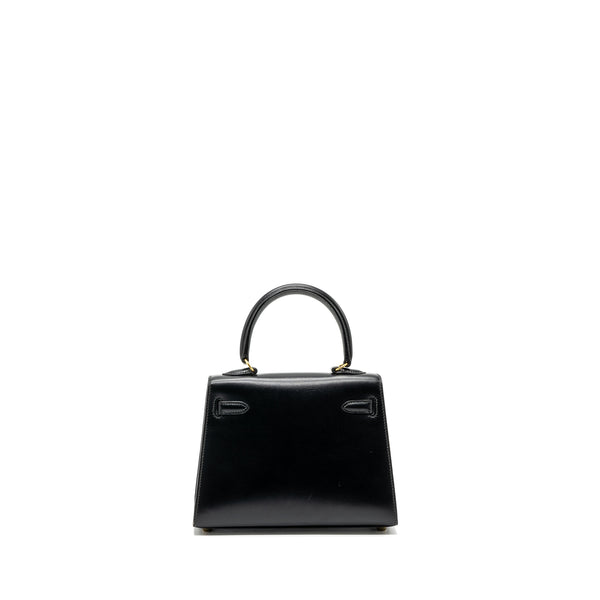 Hermes vintage Kelly 20 box calfskin black GHW stamp circle V