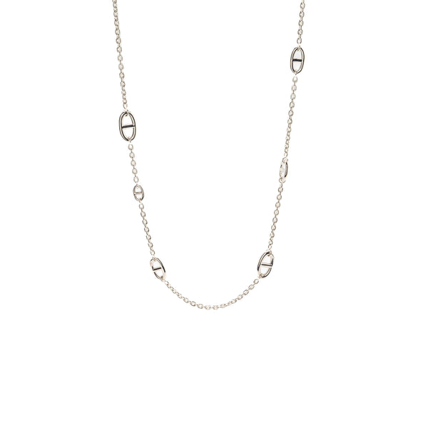 Hermes 80cm Frandole Long Necklace Sterling Silver