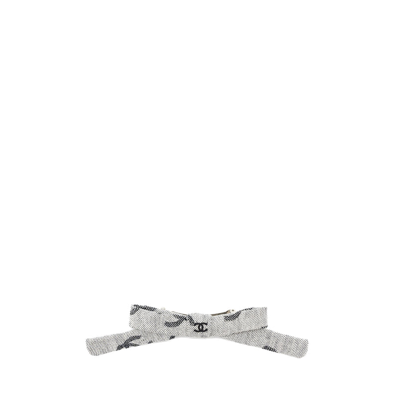 Chanel bow tie hair clip grey / black