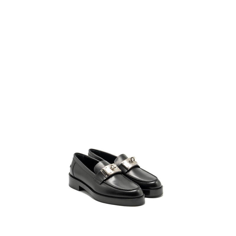 Hermes Size 39 Mocassins Hot Loafer Calfskin Black SHW