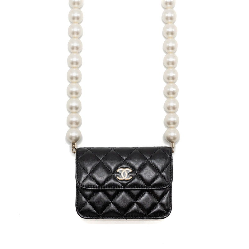 Chanel Maxi Pearl Clutch with Chain Lambskin Black LGHW