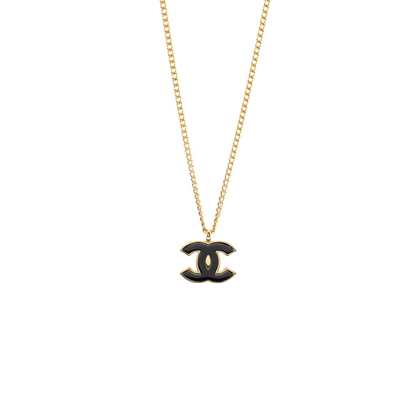 Chanel Giant CC Logo Necklace Gold Tone