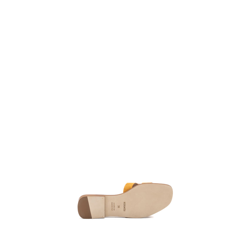 Hermes Size 36 Oran Sandals Chèvre Velours Natural