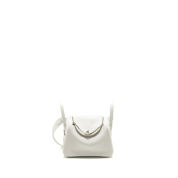 Hermes Mini Lindy Clemence New White SHW Stamp B