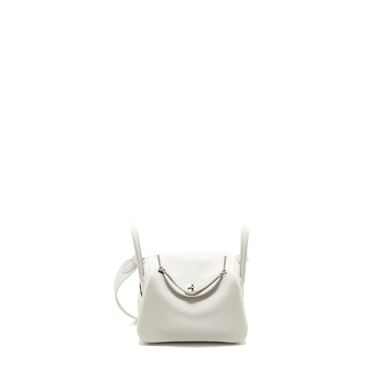 Hermes Mini Lindy Clemence New White SHW Stamp B