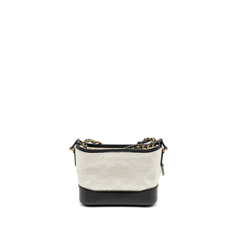 Chanel Small Gabrielle HOBO Bag Aged Calfskin White/Black Multicolour Hardware