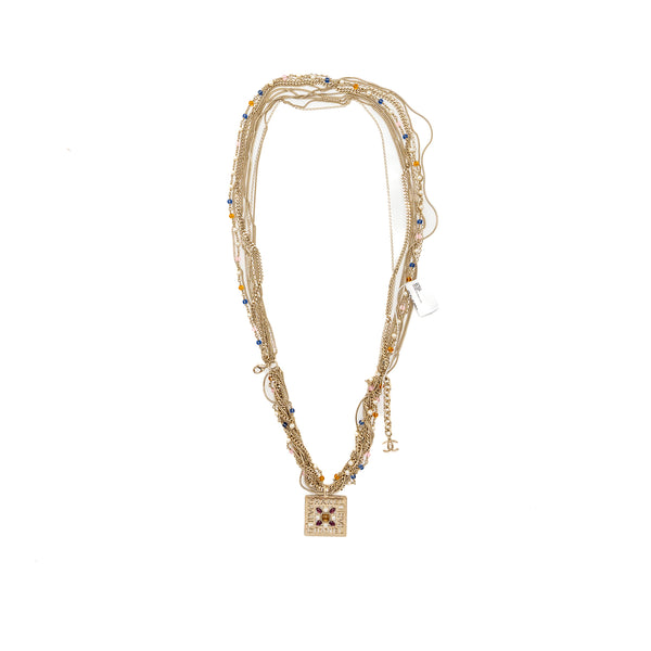 Chanel 20B long necklace multicolour light gold tone