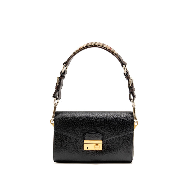 Prada Berlino Sound Bag Tweed/Calfskin Black/Brown/Green Multicolour Hardware
