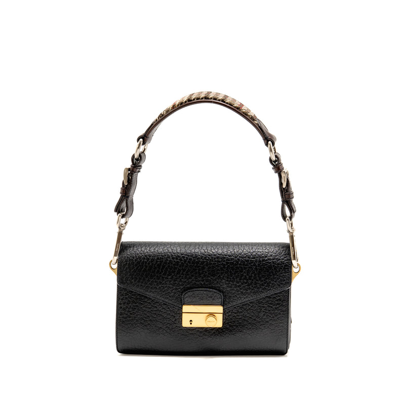 Prada Berlino Sound Bag Tweed/Calfskin Black/Brown/Green Multicolour Hardware