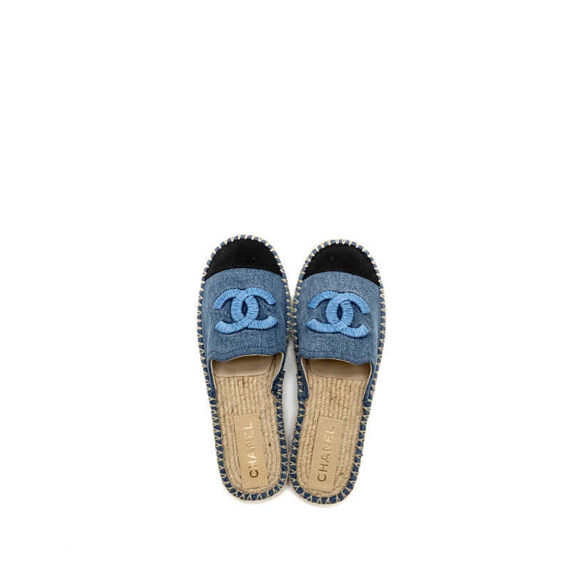 Chanel Size 37 Espadrilles Sandals Denim Blue